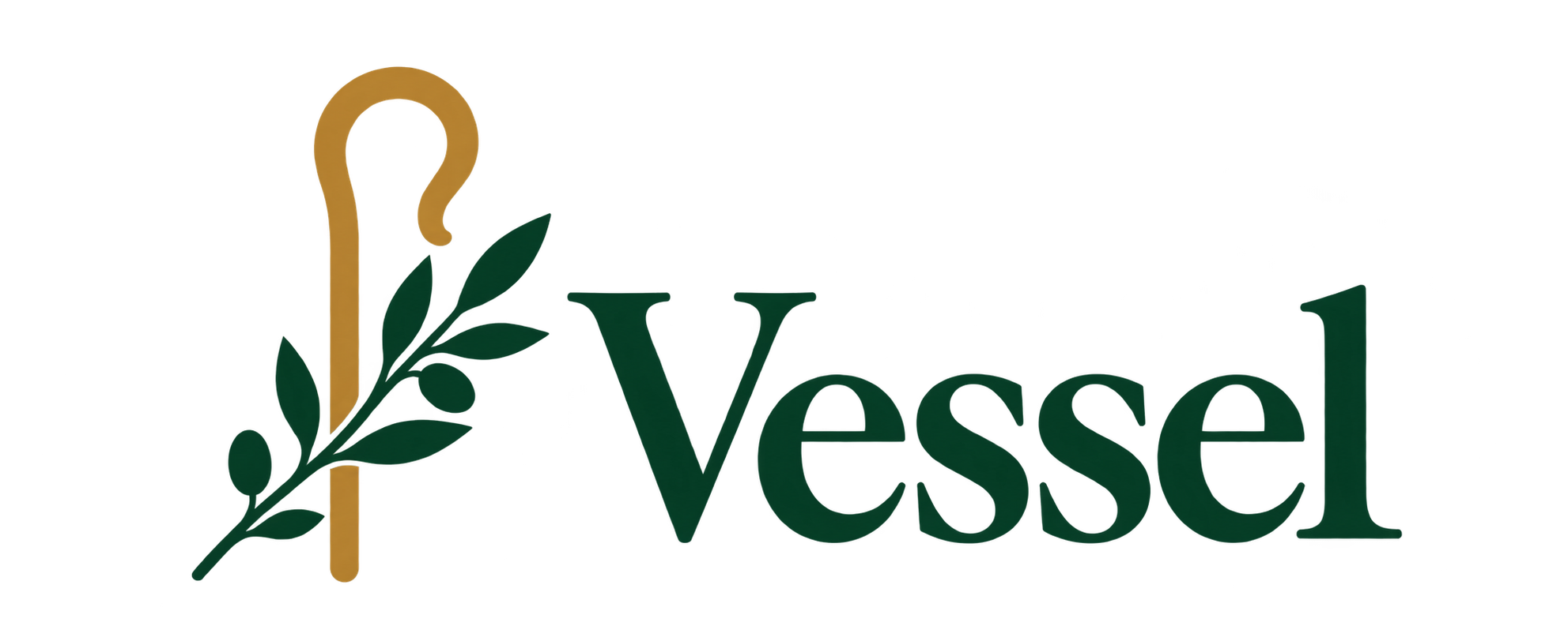Vessel — shepherd’s staff and olive branch